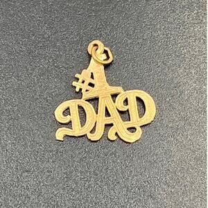 Yellow Gold 14k,  #1 Dad‎ Pendant Charm Fathers Day, Gift for Dad